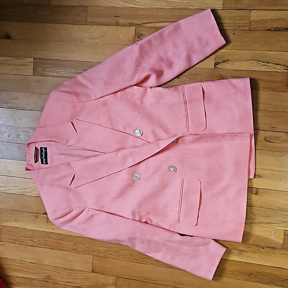 Vintage Linen Gorgiio Sant'Angelo  peach salmon double breated long line…